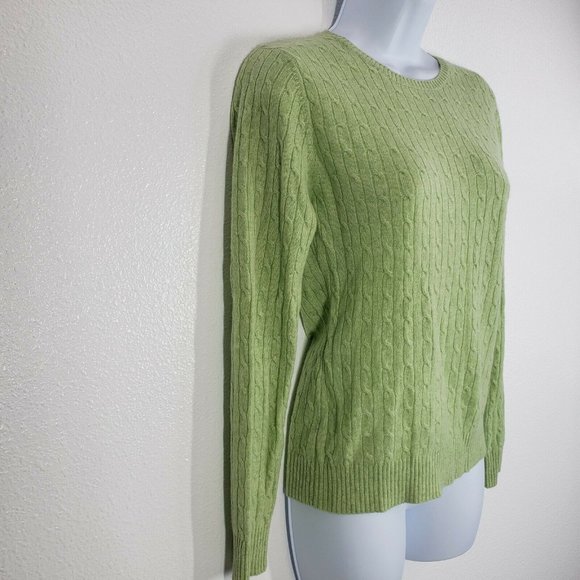 Tweeds Womens Cashmere Sweater Green Cable Knit Long Sleeved Size Small - Picture 5 of 9